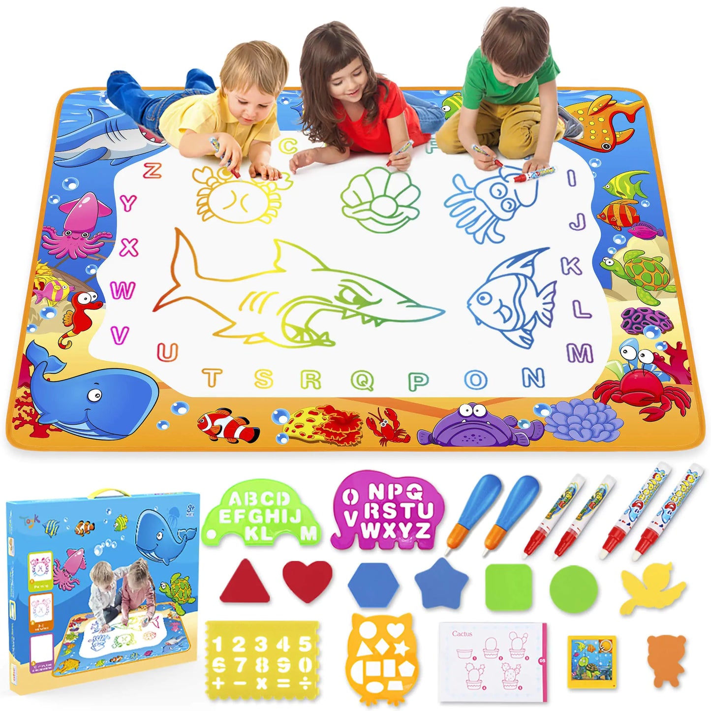 Mess-Free Water Doodle Mat — 40″ × 28″ Reusable Ocean Canvas