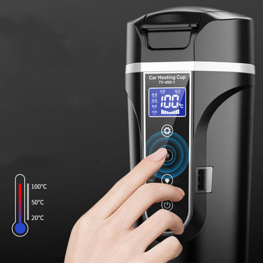 Smart Car Heating Bottle with Digital Display – 400ml Travel Electric Cup