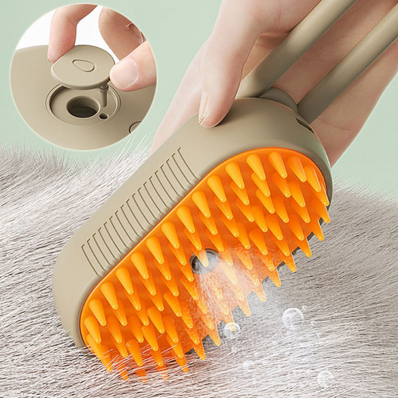 3-in-1 Electric Steam Pet Brush – Anti-Static, Detangling & Hair-Removal Grooming Comb