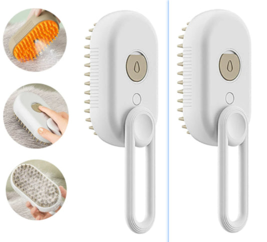 3-in-1 Electric Steam Pet Brush – Anti-Static, Detangling & Hair-Removal Grooming Comb
